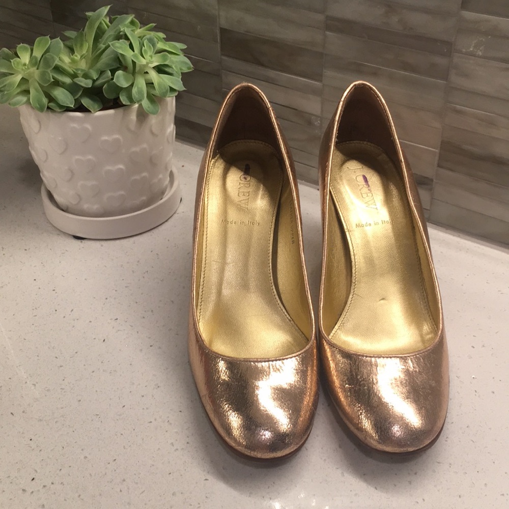 J. Crew Rose Gold Heel 7.5 Leather